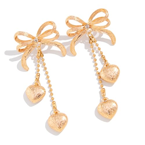 Randdetail Ohrringe Zierliche Bögen Und Herzohrhänger Bowknot Charm Schmuck Für Geburtstage Jubiläen Geschenke Trendy Quasten von YUNNIAN