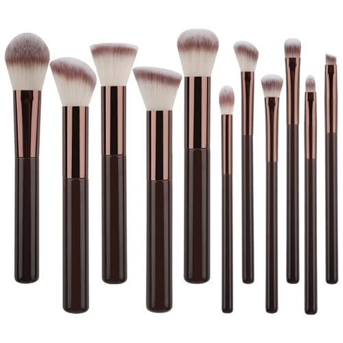 Reisefreundliches 11-teiliges Make-up-Pinsel-Set mit weichen Borsten und ergonomischem Holzgriff für Frauen und Mädchen von YUNNIAN