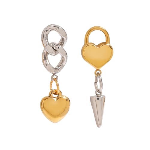 Stylische Herzkegelkettenohrringe Vielseitiger Kegel Dangle Ohrringe Schmücken Sich Für Ungezwungene Und Formelle Anlässe Gold Und Silberschstene von YUNNIAN