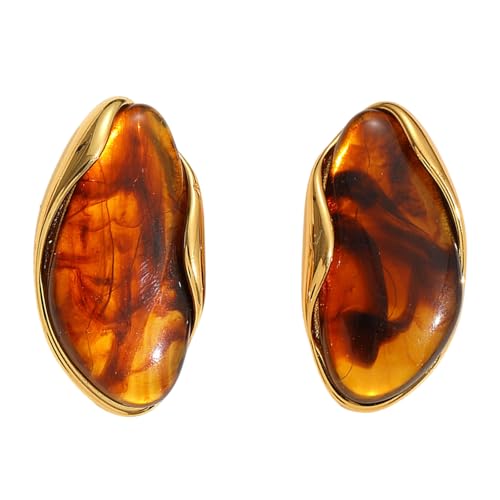 Trendige Geometrische Harzohrringe Für Frauen Edelstahl Leichte Ohrstifte Mit 18 Karat Goldbeschichtung Stilvoller Schmuck Zeitgenössische Geometrische Ohrringe Mit Farboptionen von YUNNIAN