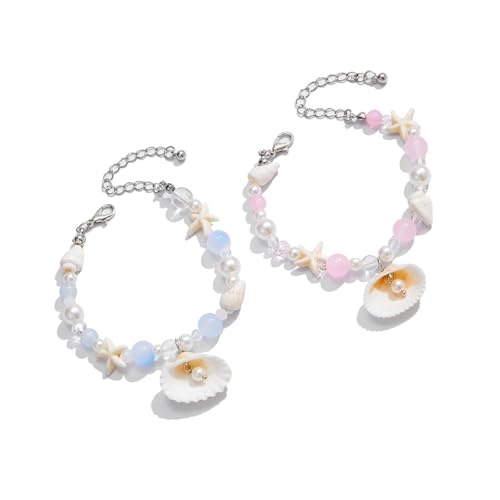 YUNNIAN 2 Pack Sea Themeed Armband Sorgt Für Komfort Trendige Frauen Jeden Tag Der Tägliche Und Party Natural Shell Schmuck Frauen Geeignet von YUNNIAN