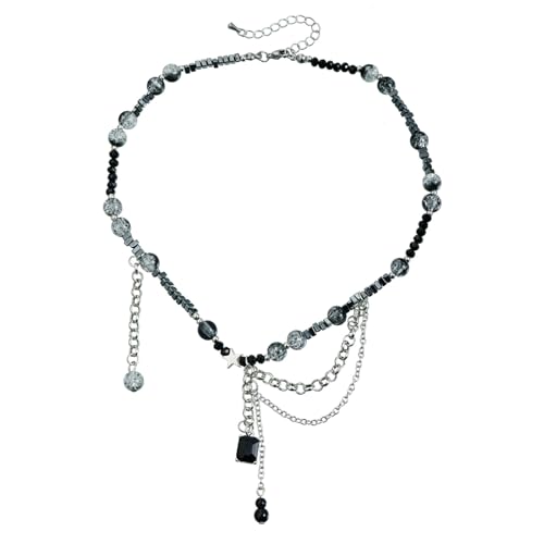 YUNNIAN Dunkle Statement Quasten Tassels Multi Layer Gothic Neck Ketten Legierung Punk Schlangeblatt Halskette Schmuck Verstellbare Länge Heckkette Vielseitige Gotische Kettenzubehör von YUNNIAN