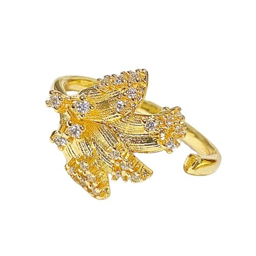 YUNNIAN Elegante Weizendesigns Offene Ringe Schmuckzubehör Dekoration Für Frauen Verstellbare Robuste Legierung Gold Plated Wear Einzigartige Designs Schmuck Schmuck von YUNNIAN
