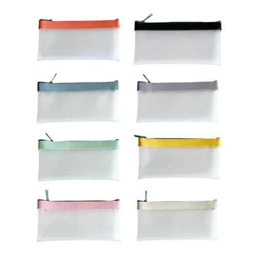 YUNNIAN Federmäppchen, transparent, matt, wasserabweisend, Stifthalter, Aufbewahrungstasche, Reise-Make-up-Tasche für Büro, 8 Stück von YUNNIAN