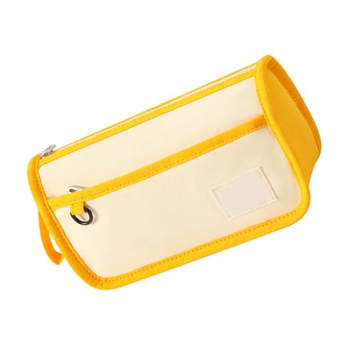 YUNNIAN Federmäppchen aus Segeltuch, großes Fassungsvermögen, Federmäppchen, ästhetisches Federmäppchen, Stiftebeutel, Schreibtisch-Organizer, gelb, 21x9x11cm von YUNNIAN