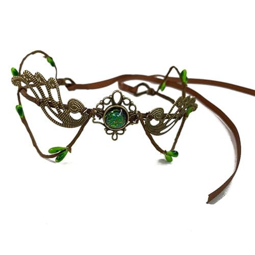YUNNIAN Glitzernde Waldgeweihen Circlet Blattmuster Kopfbedeckung Für Halloween Renfaire Kostümpartys Rollenspiele Geweihkrone von YUNNIAN