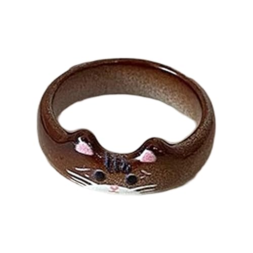 YUNNIAN Handgefertigte Katzen Drop Glasur Ringe Elegante Farbenfrohe Tiermotiven Juwelier Party Tragen Accessoire Für Modeliebhaber Trendy Katzen Schmuck Schmuck von YUNNIAN