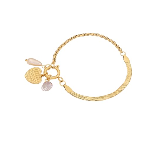 YUNNIAN Herzanhänger Armband Trendy Blumenkette Schmuck Edelstahl Textur Geeignet Für Lässige Und Besondere Anlässe Modeschmuck von YUNNIAN