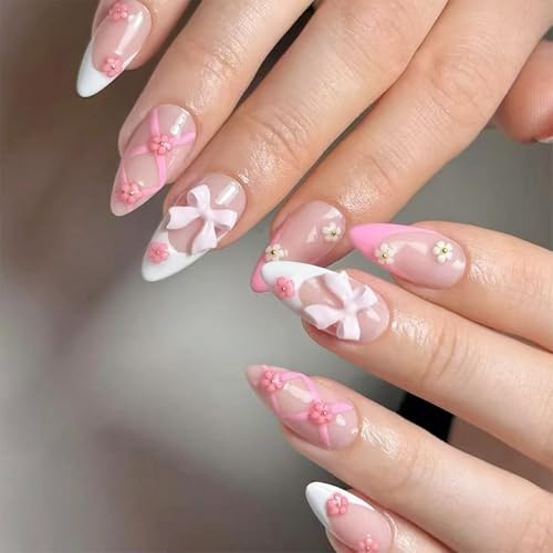 YUNNIAN Mandel-Nägel zum Aufdrücken, Kunstnägel, glänzend, Acryl, zum Aufkleben, für Damen, 24 Stück, 12 Größen, zum Aufkleben von YUNNIAN