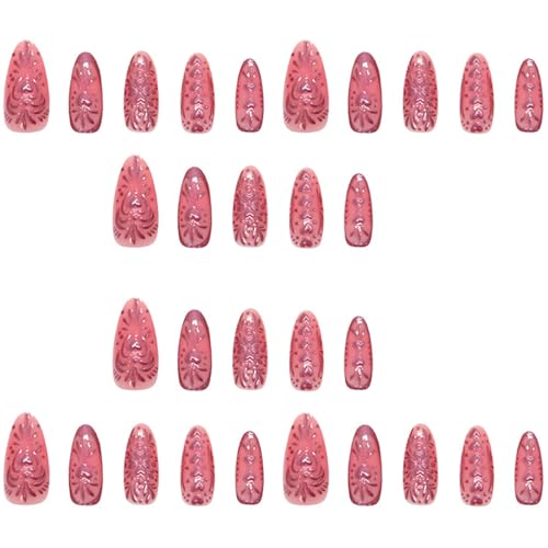 YUNNIAN Mandel-Nägel zum Aufdrücken, Kunstnägel, glänzend, Acryl, zum Aufkleben, für Damen, 30 Stück, 15 Größen, zum Aufkleben von YUNNIAN