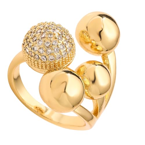 YUNNIAN Mode Nach Vorne Unregelmäßig Geformte Kubische Zirkonia Ringe Hoher Glanz Kupferschmuck Einstellbare Größe Frauen Accessoires Hochpolig Kupferring Für Frauen von YUNNIAN