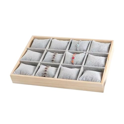 YUNNIAN Praktische Stabile Holzwächer Organisatoren Mit 12 Verstellbaren Schläfen Abnehmbare Kissen Und Klare Display Deckeldesigns Holzschmuck Tablett von YUNNIAN