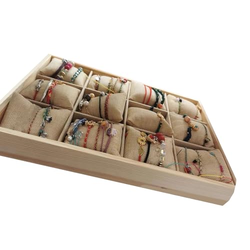 YUNNIAN Praktische Stabile Holzwächer Organisatoren Mit 12 Verstellbaren Schläfen Abnehmbare Kissen Und Klare Display Deckeldesigns Holzschmuck Tablett von YUNNIAN