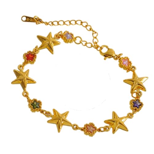 YUNNIAN Stylish Multi Charme Armband Multi Anhänger Mit Blumen Und Herzdetail Eleganter Handgelenk Kette Schmuck Mode Blumenherz Herz von YUNNIAN