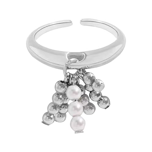 YUNNIAN Trendy Damen Quastenringe Mit Perlenakzenten Aus Allergienfestem Edelstahl Für Langzeitkomfort Frauen Mode von YUNNIAN