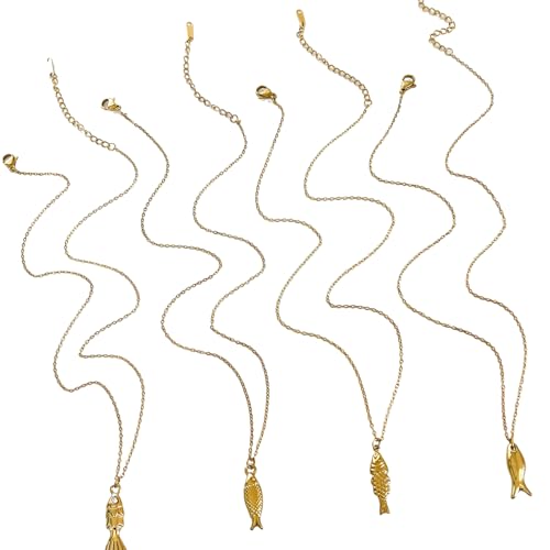 YUNNIAN Trendy Fish Charme Anhänger Halskette Für Frauen Wasserfestes Edelstahlschmuck Tragbar Für Partys Täglich Gebrauch Edelstahl Halskette von YUNNIAN