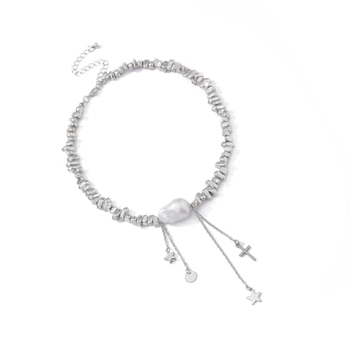YUNNIAN Unregelmäßige Perlen Halskette Trendy Mode Neck Schmuck Legierung Textur Perlen Hals Für Die Verbesserung Des Täglichen Täglichen Alltags Für Frauen von YUNNIAN