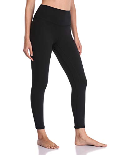 YUNOGA Ultraweiche Damen-Leggings, hohe Taille, nahtlos, Bauchkontrolle, Yogahose, Schwarz, L von YUNOGA