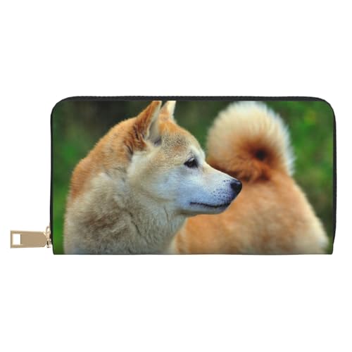 YUNWEIKEJI Akita Inu Bokeh Haustiere Hunde Akita Inu, Geldbörsen Große Kapazität Geldbörse Für Männer Frauen Geldbörsen Kreditkarte Mikrofaser Leder Geldbörse von YUNWEIKEJI