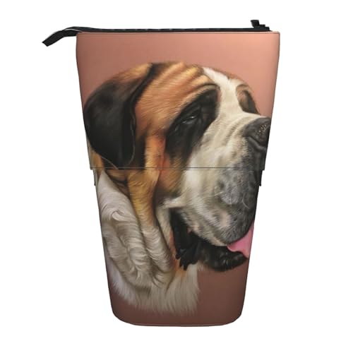 YUNWEIKEJI Ehrlicher Alter Hund Bernhardiner Kunstdruck gedruckt, Teleskop-Federmäppchen, Standstifthalter mit Reißverschluss, Make-up-Tasche, Bleistiftbeutel, Stifttasche von YUNWEIKEJI