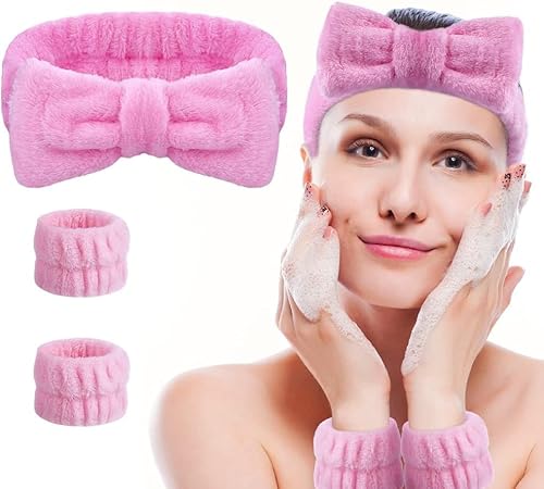 3 Stück Makeup Haarband, Elastisches Gesicht Handgelenk Waschband, Haarzubehör Zum Waschen Von Gesicht, Haarband Handgelenk Schweißband Kosmetik Haarreif für Schönheit Hautpflege Yoga Sport (rosa) 3 Stück Makeup Haarband, Elastisches Gesicht Handgelenk Waschband, Haarzubehör Zum Waschen Von Gesicht, Haarband Handgelenk Schweißband Kosmetik Haarreif für Schönheit Hautpflege Yoga Sport (rosa) von YUNXIASW