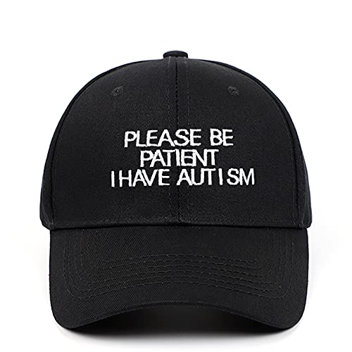 YUNXIBASECAP Unisex-Baseballkappe aus Baumwolle, mit Aufschrift Please Be Patient I Have Autism, verstellbar, Schwarz, Einheitsgröße von YUNXIBASECAP