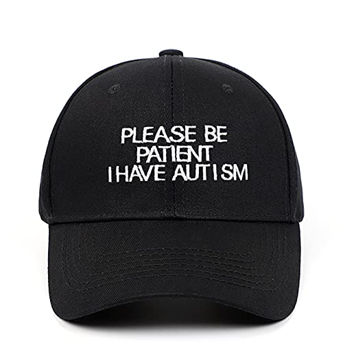 YUNXIBASECAP Unisex-Baseballkappe aus Baumwolle, mit Aufschrift "Please Be Patient I Have Autism", verstellbar, Schwarz, Einheitsgröße von YUNXIBASECAP