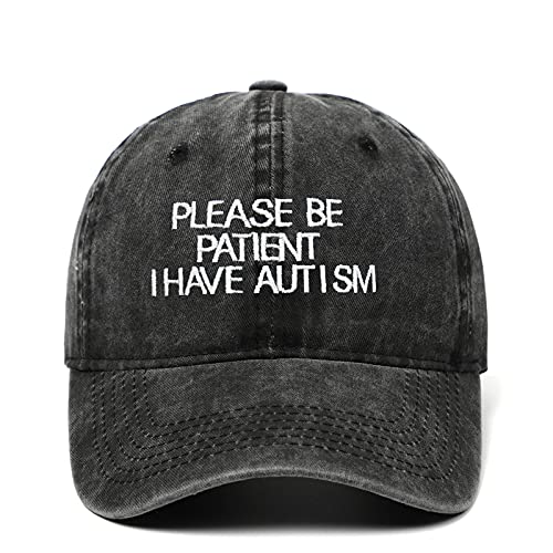 YUNXIBASECAP Unisex-Baseballkappe aus Baumwolle, mit Aufschrift "Please Be Patient I Have Autism", verstellbar, Schwarz gewaschen, Einheitsgröße-M von YUNXIBASECAP