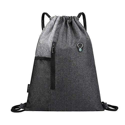 YUOHEE Turnbeutel Mit Reißverschluß Innentasche Sportbeutel，Wasserdichte Gym sack verstellbarer Sportrucksack,Geeignet für Outdoor-Reisen, Stadt,Herren Damen (Grau), Einheitsgröße von YUOHEE