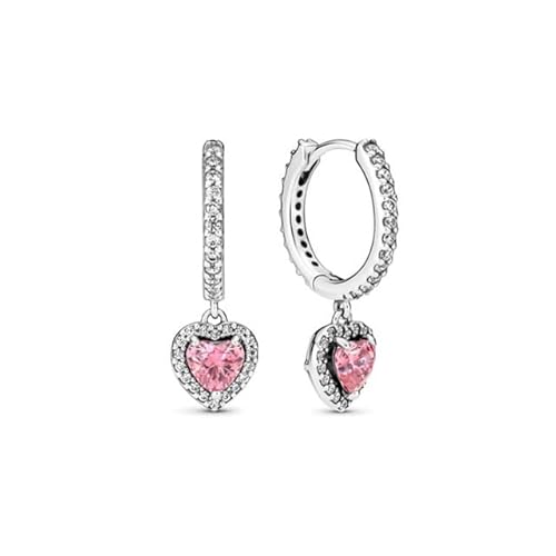 925 Sterling Silber Rundheit Herz 6789 Rot Blau Rosa Grün Ring Frauen Ohrringe Schmuck Mode Zubehör(2) von YUOPMB