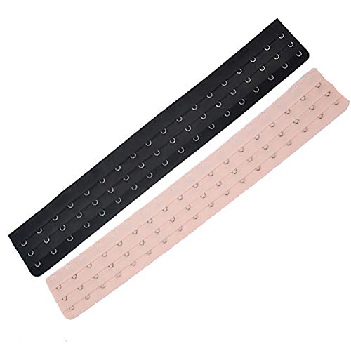 YUPPIE TONE Bra Extender Erweiterung Gurt für Frauen Verlängerungs Büstenhalter (3-Reihen 18-Haken) 1 Paar (18 Haken, Beige+Schwarz) von YUPPIE TONE