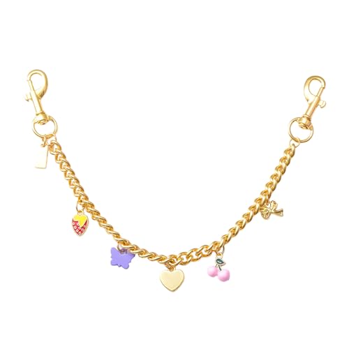 YURAOER Y2K Kette für Taschen, Geldbörsen, Charms, Kette für Handtaschen, Damenhosen, Geldbörse, Gold, Gliederkette, Schlüsselanhänger, Y2K-Zubehör (Herz-Schmetterling) von YURAOER