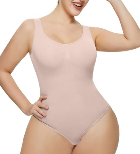 YUROUCIO Body Shaper Damen Bauchweg Shapewear Breite Träger Bodysuit Racerback Stark Formend Miederbody Shape Tanga Thong Bodysuit Taillenmieder Tank Top Bodys Figurformender Jumpsuit von YUROUTEN