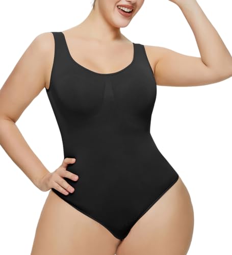 YUROUCIO Body Shaper Damen Bauchweg Shapewear Breite Träger Bodysuit Racerback Stark Formend Miederbody Shape Tanga Thong Bodysuit Taillenmieder Tank Top Bodys Figurformender Jumpsuit von YUROUTEN