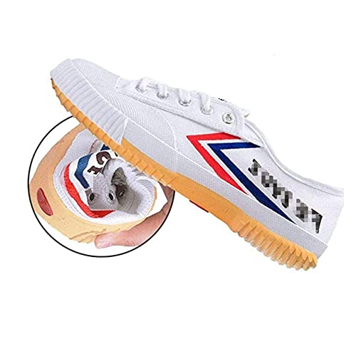 YURU Martial Arts Traditionelle Kung Fu Schuhe Tai Chi Wu SHU Schuhe Unisex Atmungsaktiver Rutschfester Sport Turnschuh Sneaker,Für Männer Frauen Kinder,White-42 von YURU