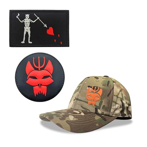 YUSENGMOO Camouflage Seal Team Six Baseballkappe, Taktische Seals Dreizack Hut + Aufnäher (1,L) von YUSENGMOO
