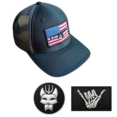 YUSENGMOO Männer und Frauen Taktische Baseballkappe Seal Team Spring Back Kappe,Laufende Kappe,Mesh Kappe,Outdoor Sonnenkappe,Bestickte Trucker Kappe,Kappe+2 Aufnäher (5,L) von YUSENGMOO