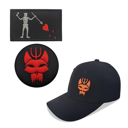 YUSENGMOO Schwarze Seal Team Six Baseballmütze Flexible Fit Tactical Seals Hut+Aufnäher (1,L) von YUSENGMOO