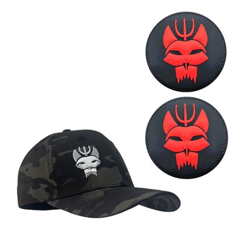 YUSENGMOO Schwarzer Tarnanstrich, Seal Team Baseballkappe, Flexible Fit, Silber-Logo Mützen + 2 Patch (2,L) von YUSENGMOO