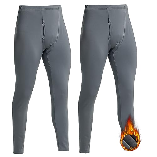 2 Pack Herren Thermo-Unterhosen Lange Unterhosen für Männer Baselayer Athletic Thermal Pants Ultra Soft Leggings Tight, GRAU, X-Groß von YUSHOW