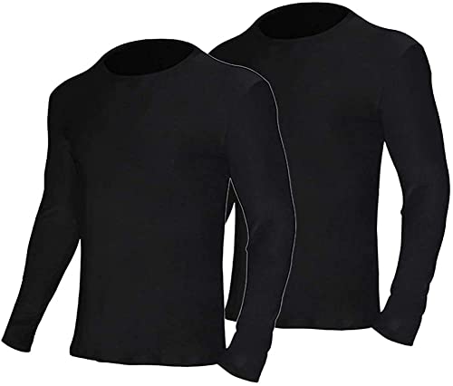 2er Pack Thermounterhemd Herren Langarm Winter Funktionsunterwäsche Rundhalsausschnitt Thermo Shirt Warm Thermounterwäsche Skiunterwäsche von YUSHOW