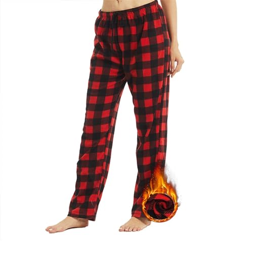 YUSHOW 1 Pack Damen Pyjamahosen Fleece Plaid Pyjamas Bottoms Soft Comfy Sleep Lounge Pj Pants von YUSHOW