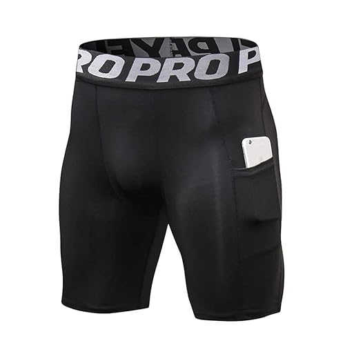 YUSHOW 1er Pack Herren Kompressionsshorts Anti Schweiß Kurze Hosen Sommer Sporthose Schnelltrocknende Jogginghose Kurz mit Taschen Gym Fahrradhose von YUSHOW