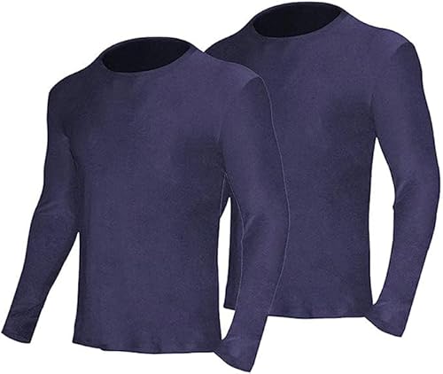 YUSHOW 2 Pack Herren Thermounterwäsche Tops Langarm Warme Thermohemden für Männer Ultra Soft Base Layer, 2er-Pack, marineblau, XL von YUSHOW