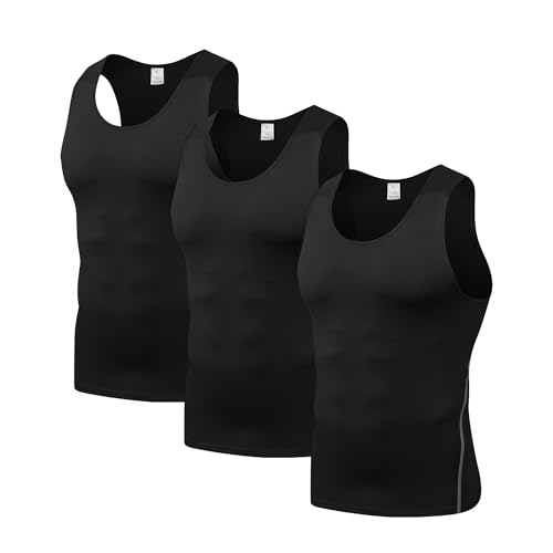 YUSHOW 3er Pack Tank Top Herren Gym Ärmelloses Unterhemden Rundhals Classic Sport Tanktops Männer Mehrfarbig Sommer von YUSHOW