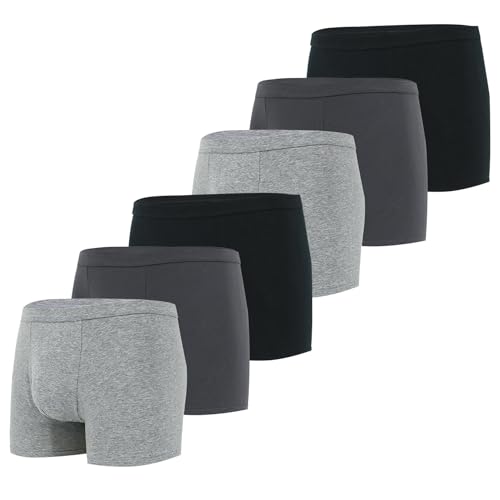 YUSHOW 6er Pack Boxershorts Herren Baumwolle Unterhosen Männer Weiche und Bequeme Herrenunterwäsche Basic Underwear Men Multipack Retroshorts Schwarz Unterwäsche mit Stretch von YUSHOW