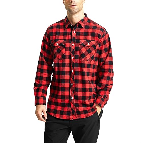 YUSHOW Flanellhemd Herren Kariertes Hemd Langarm Holzfällerhemd Baumwolle Button Down Classic Freizeithemd Normale Passform Flanellhemden von YUSHOW