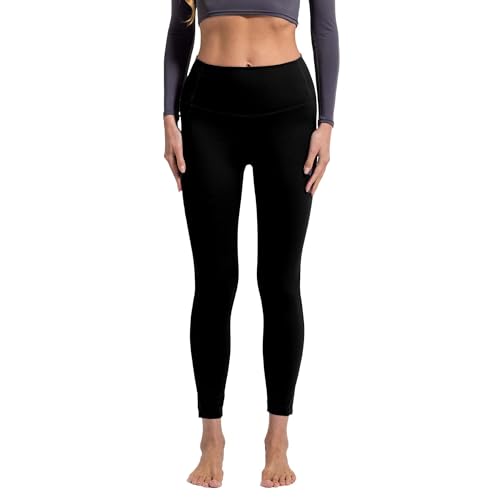 YUSHOW Schwarze Leggings Damen High Waist Sport Legging Scrunch Yogahose Stretch Hose mit Taschen Gym Outdoor Freizeit von YUSHOW