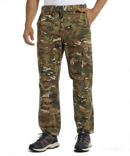 YUSHOW Taktische Hose Herren Outdoor Tarnhose Baumwolle Robust Wanderhose Jagdhose mit Multi Taschen Arbeitshose zum Wander Camping von YUSHOW