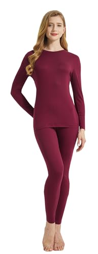 YUSHOW Thermounterwäsche Damen Set Winter Funktionsunterwäsche Thermo Oberteil und Lange Thermo Unterhose Skiunterwäsche Warme Unterwäsche für zu Hause von YUSHOW